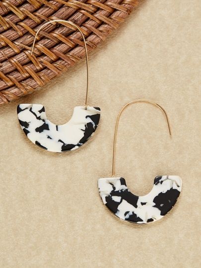 Half Circle Acetate Marble Detail Drop Earrings | SHEIN