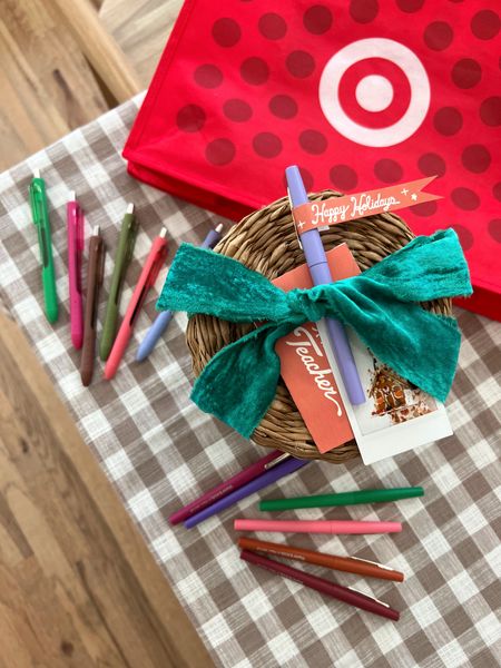 #ad  Teacher Gift Baskets 
Let’s make some gift baskets from @Target for our favorite teachers!  Starting with the perfect size basket and filling it with these @paper_mate Flair Felt Tip Pens and InkJoy Gel Sets.  New pens are a gift and will be perfect for grading papers, colorful lessons, and taking notes.  These write beautifully and would be a great gift for anyone! 

To top it off, I’ve added a personalized note from my daughter, sweet photos, and an added Flair felt pen to display on top of the basket with a fun tag.  

Spread some holiday cheer this season and let your teachers know how much you appreciate them! 

 #Target #TargetPartner #gifting #holiday #gifts

#LTKSeasonal #LTKGiftGuide #LTKHoliday
