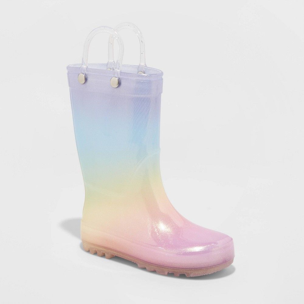 Toddler Girls' Guilia Ombre Rainbow Slip-On Rain Boots - Cat & Jack 12 | Target
