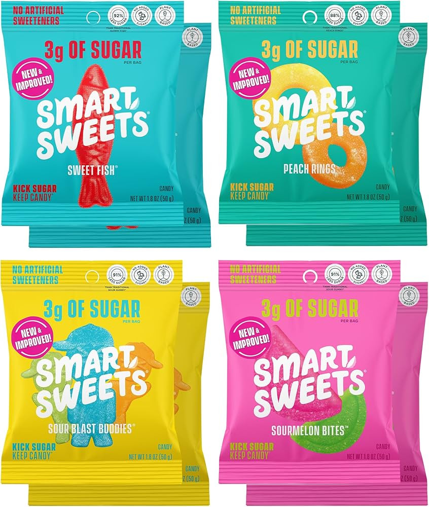 SmartSweets Variety Pack, 1.8oz (Pack of 8), Candy With Low Sugar & Calorie, Healthy Snacks For K... | Amazon (US)