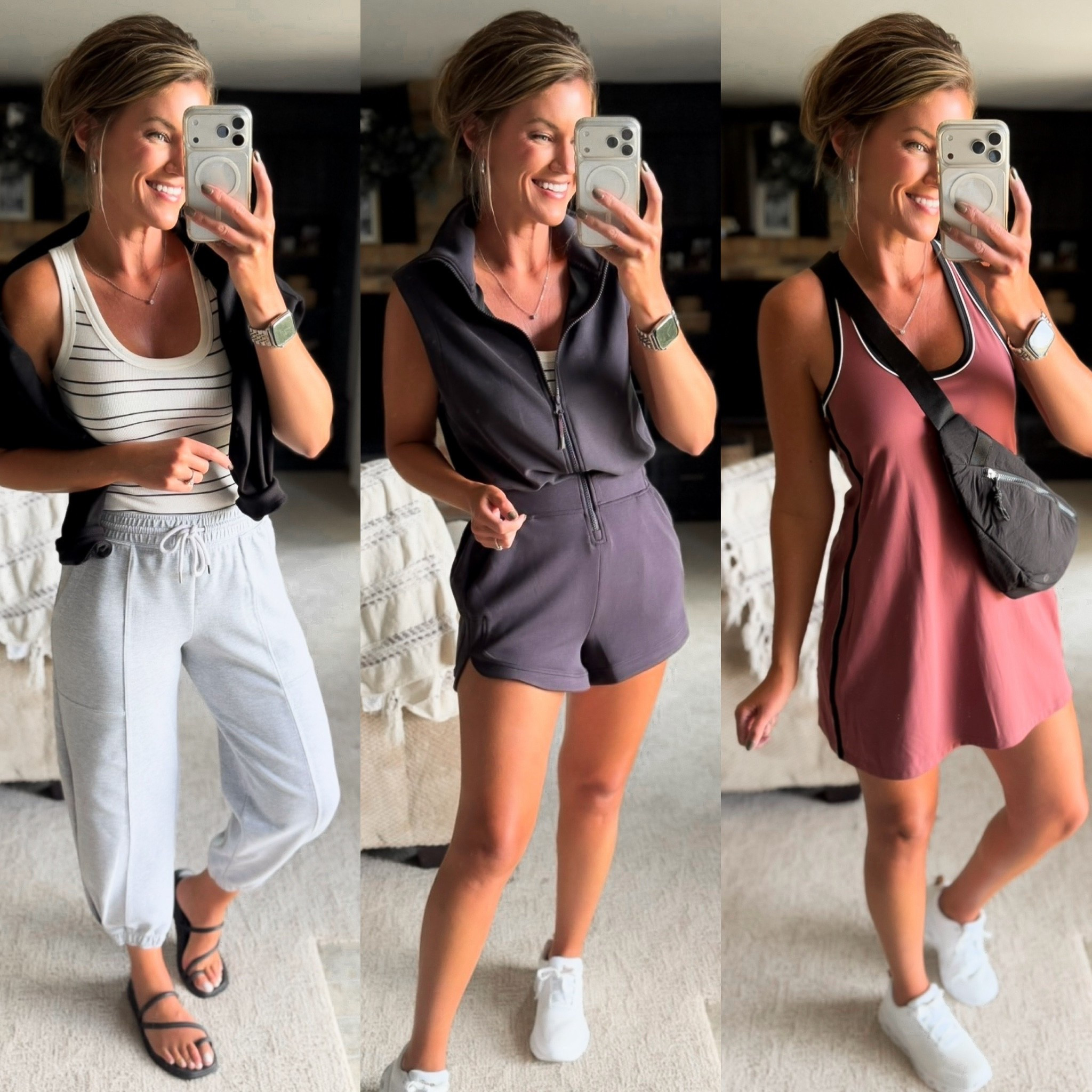 New activewear finds from Walmart. High end vibes on a budget. 
Tank/ XS
Joggers/ small 
Romper/ medium
Dress/ medium 
Sneakers/ sized down down if between

#LTKSeasonal #LTKActive #LTKmomlife