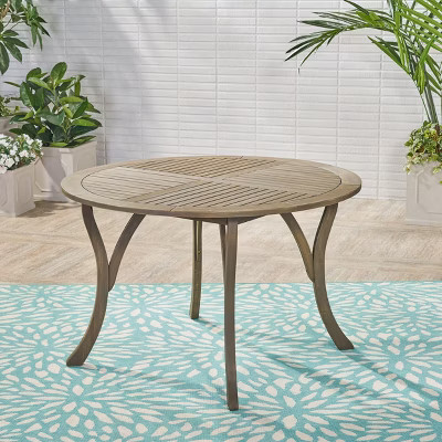 PAGED Patio Dining Table Wood Round Patio Table with Smooth Lines for Patio, Deck, Gray | Target