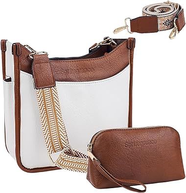 Women's Crossbody Handbags Vegen Leather Purses 2Pcs Hobo Purse Bags Wallet Set with 2 Adjustable... | Amazon (US)