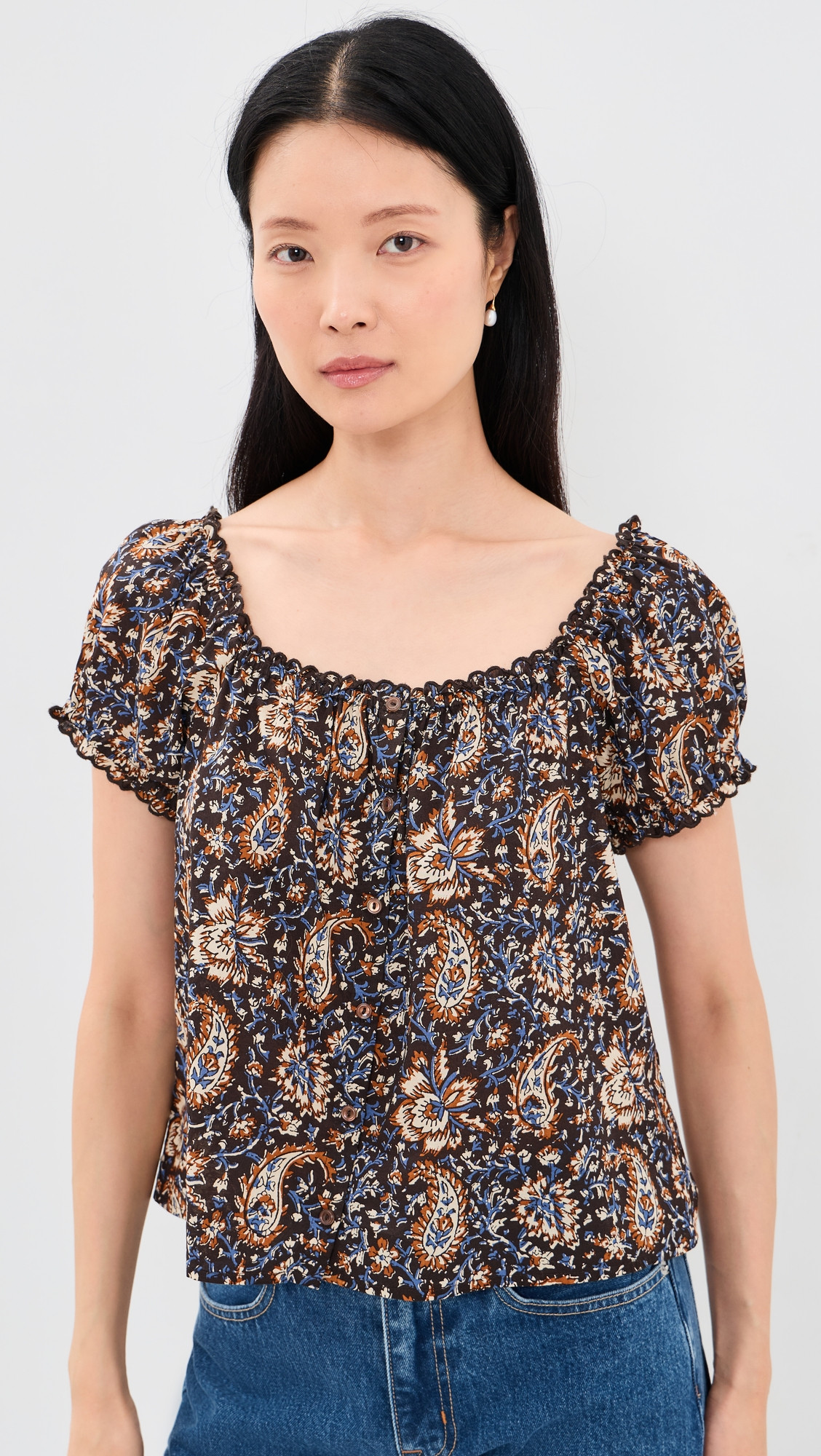 Madewell Chateau Top Block Paisley Molasses M | Shopbop