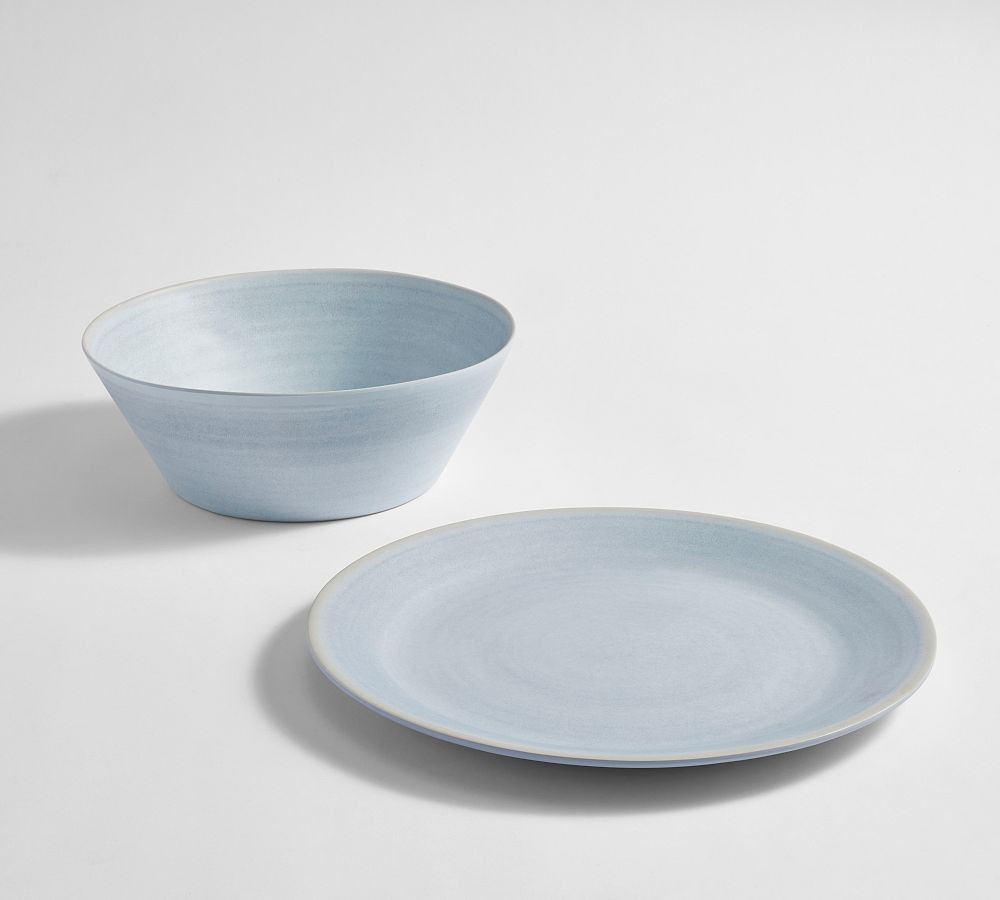 Larkin Outdoor Melamine Serving Bowl & Patter Set - Chambray | Pottery Barn (US)