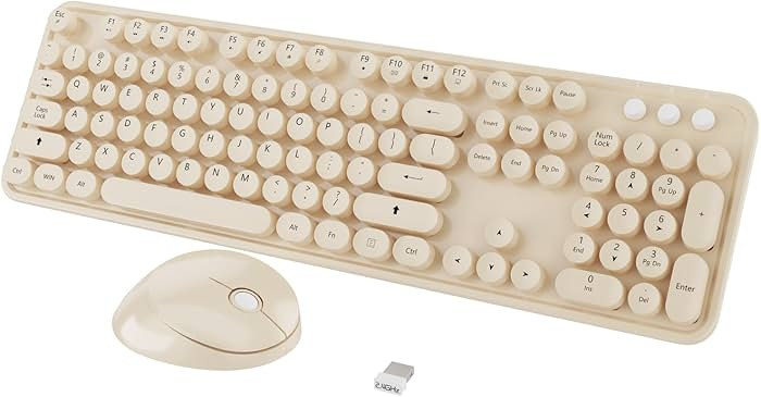Wireless Keyboard,KOOTOP Cute Colorful 104 Keys Typewriter Retro Round Keycaps Keyboard for PC La... | Amazon (US)