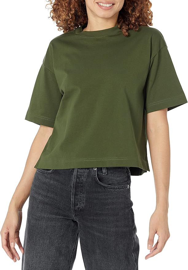 Amazon Essentials Women's Organic Cotton Drop Shoulder Relaxed Boxy Short-Sleeve T-Shirt (Availab... | Amazon (US)
