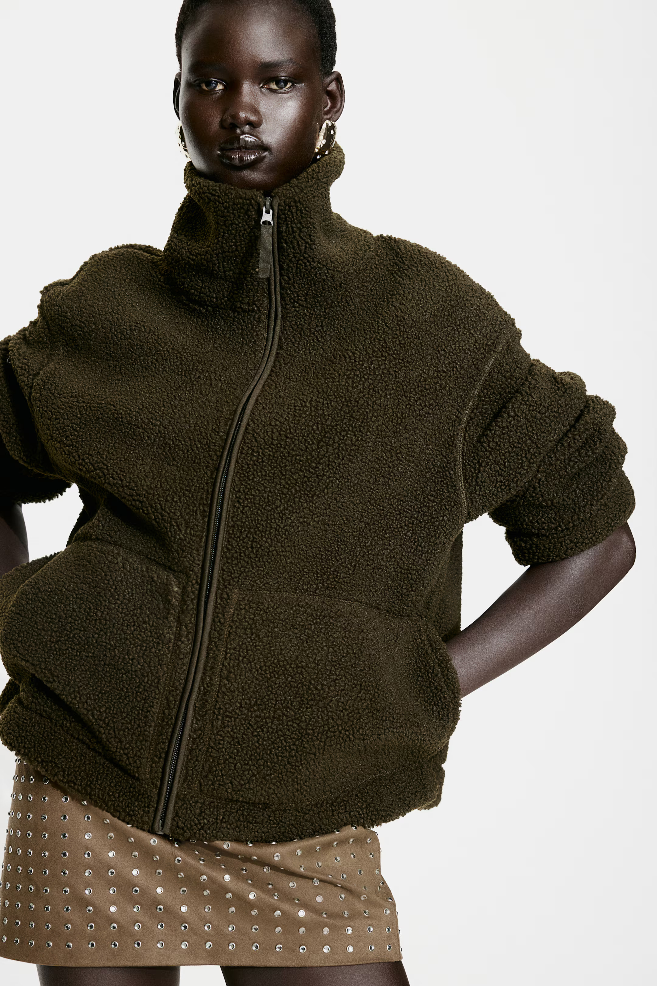 Teddy Bear Jacket - Dark khaki green - Ladies | H&M US | H&M (US + CA)