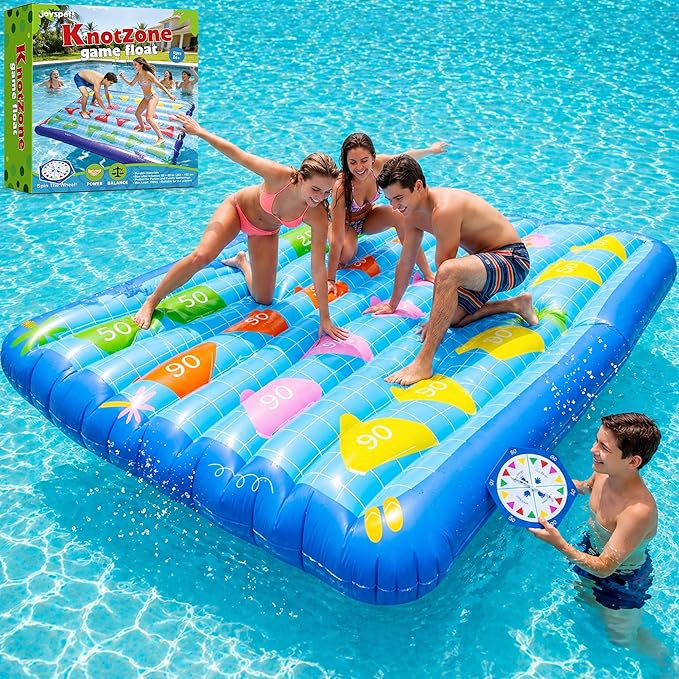 Inflatable Pool Lounger Float with Spinner Game, 79"x59" Large Adult Pool Float for 2+ Players, B... | Amazon (US)