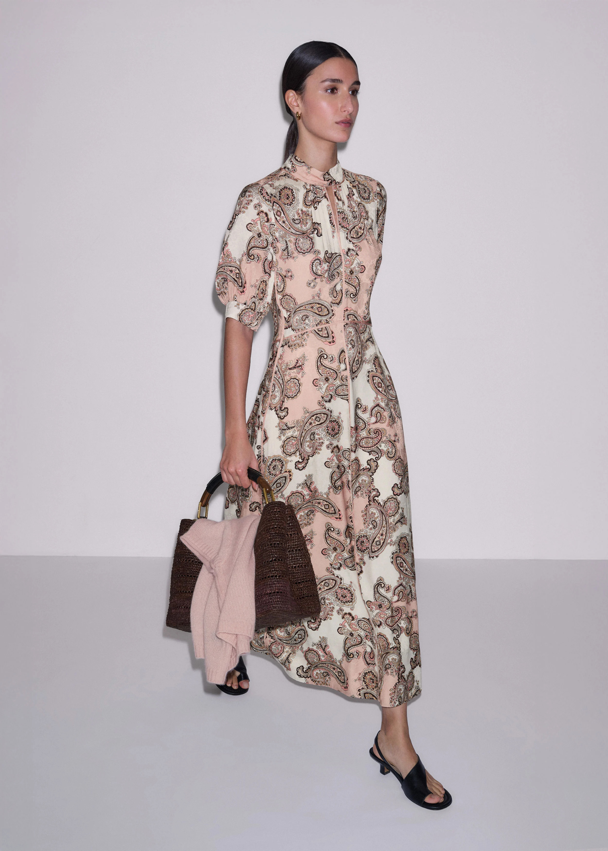 Fit + Flare Maxi Dress Jacquard Crepe | ME+EM US