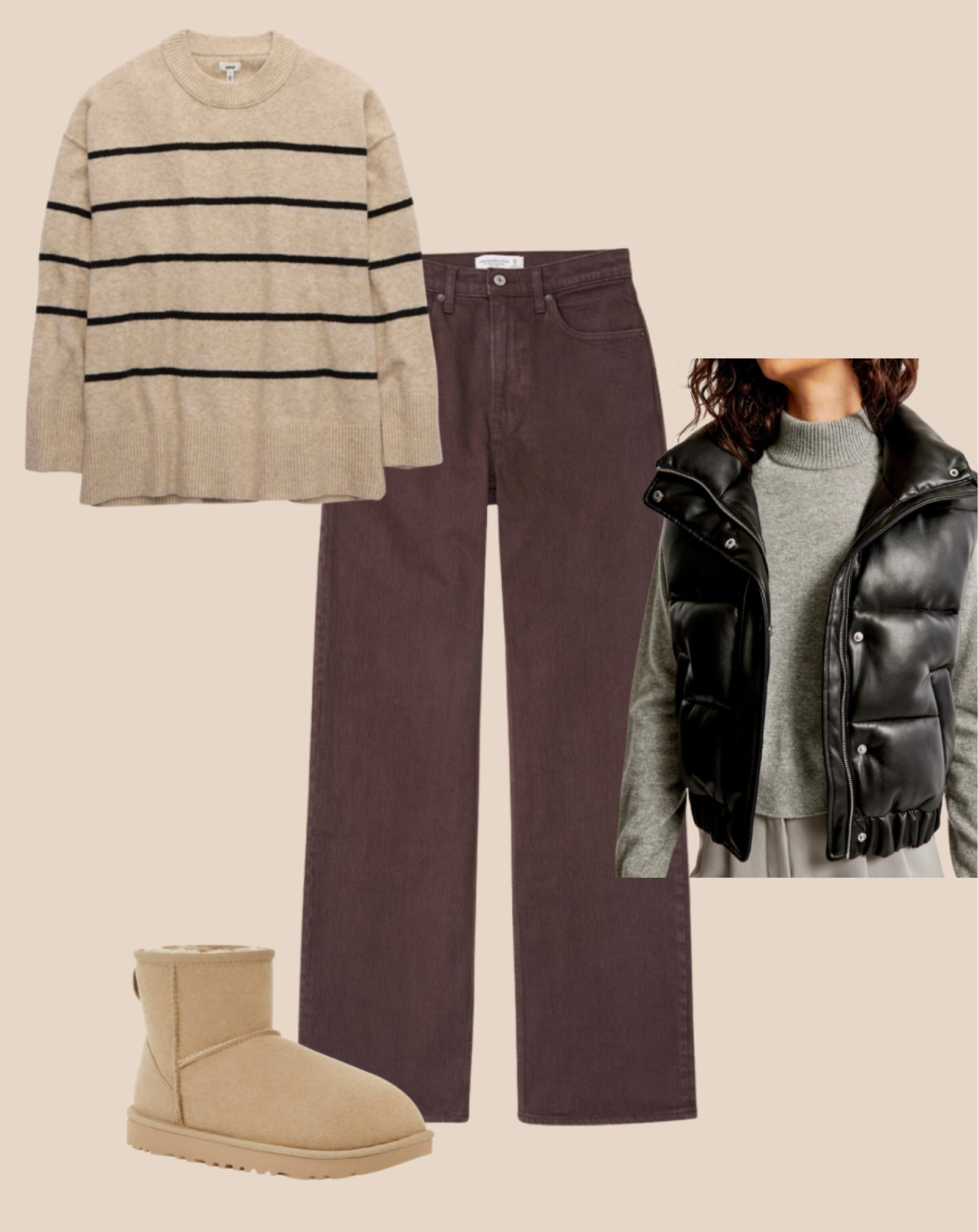 Thanksgiving outfit, cozy fall outfit, Abercrombie outfit, brown sweater, stripped sweater, uggs outfit, pumpkin patch outfit, puffer vest, brown jeans, fall style, 

#LTKHoliday #LTKSale #LTKSeasonal
