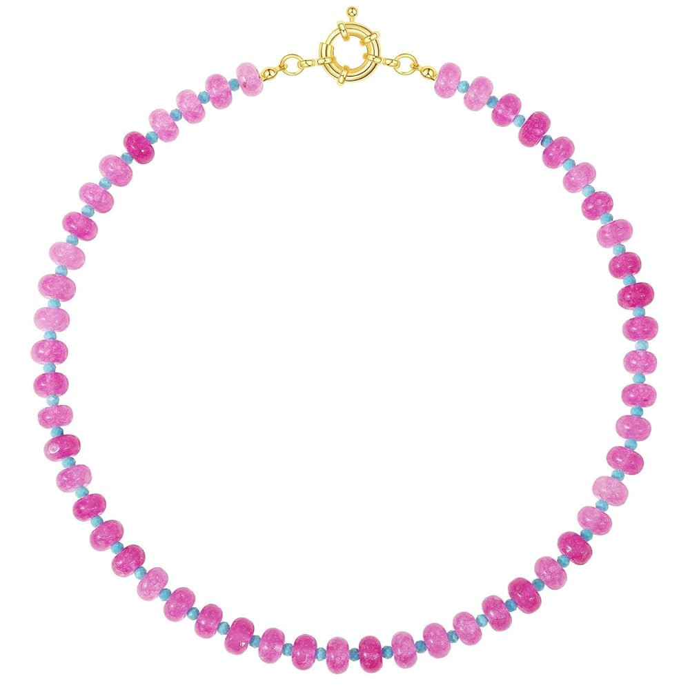 KELORIS PATH Beaded Gemstone Necklaces for Women, Boho Colorful Bead Choker Necklace, Natural Sto... | Amazon (US)