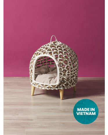 22in Resin Pet Hut With Wood Legs | HomeGoods