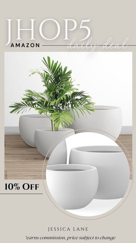 Amazon Daily Deal, save 10% on this set of three modern organic round outdoor planters. Planters, modern outdoor decor, modern planters, round planters, home decor, patio accents, front porch Decor

#LTKsalealert #LTKhome #LTKSeasonal