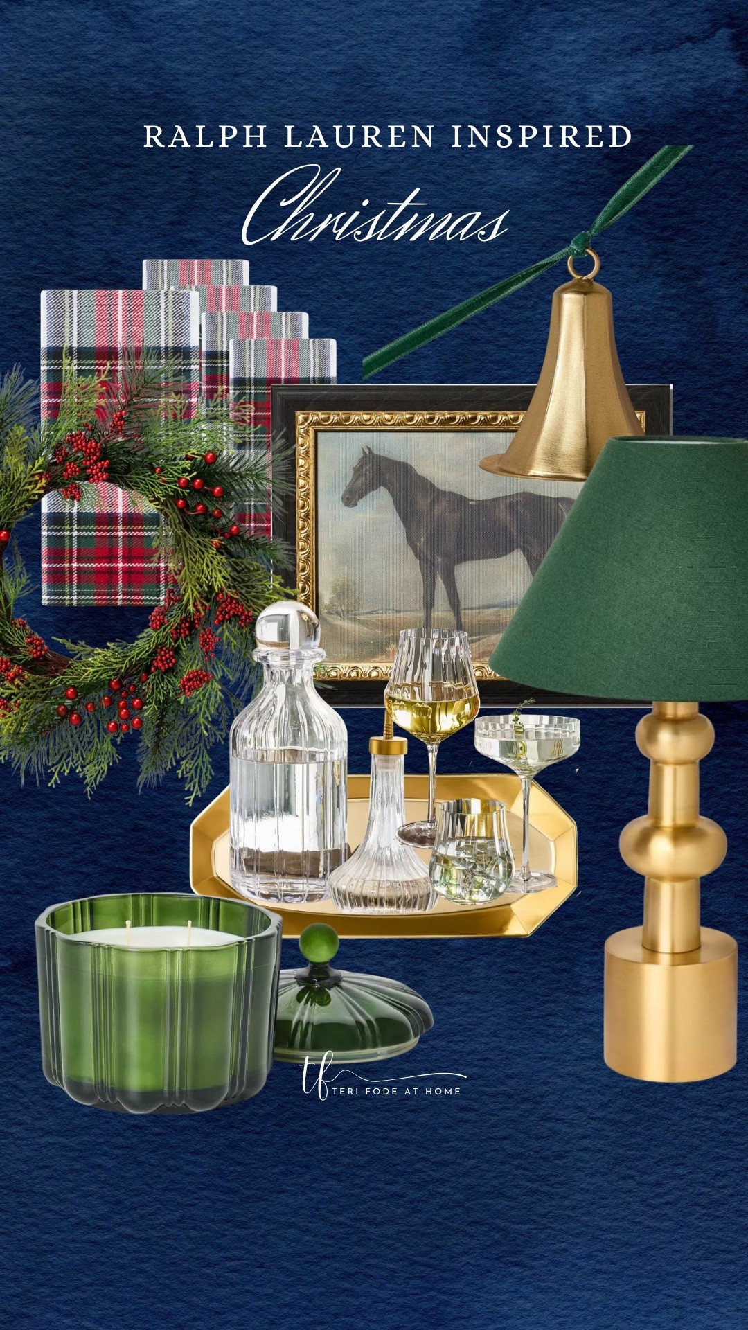 Ralph Lauren inspired Christmas from target! Brass table lamp, equestrian art, red plaid, glassware, and decanter, brass belt garland

#LTKSeasonal #LTKHome #LTKHoliday