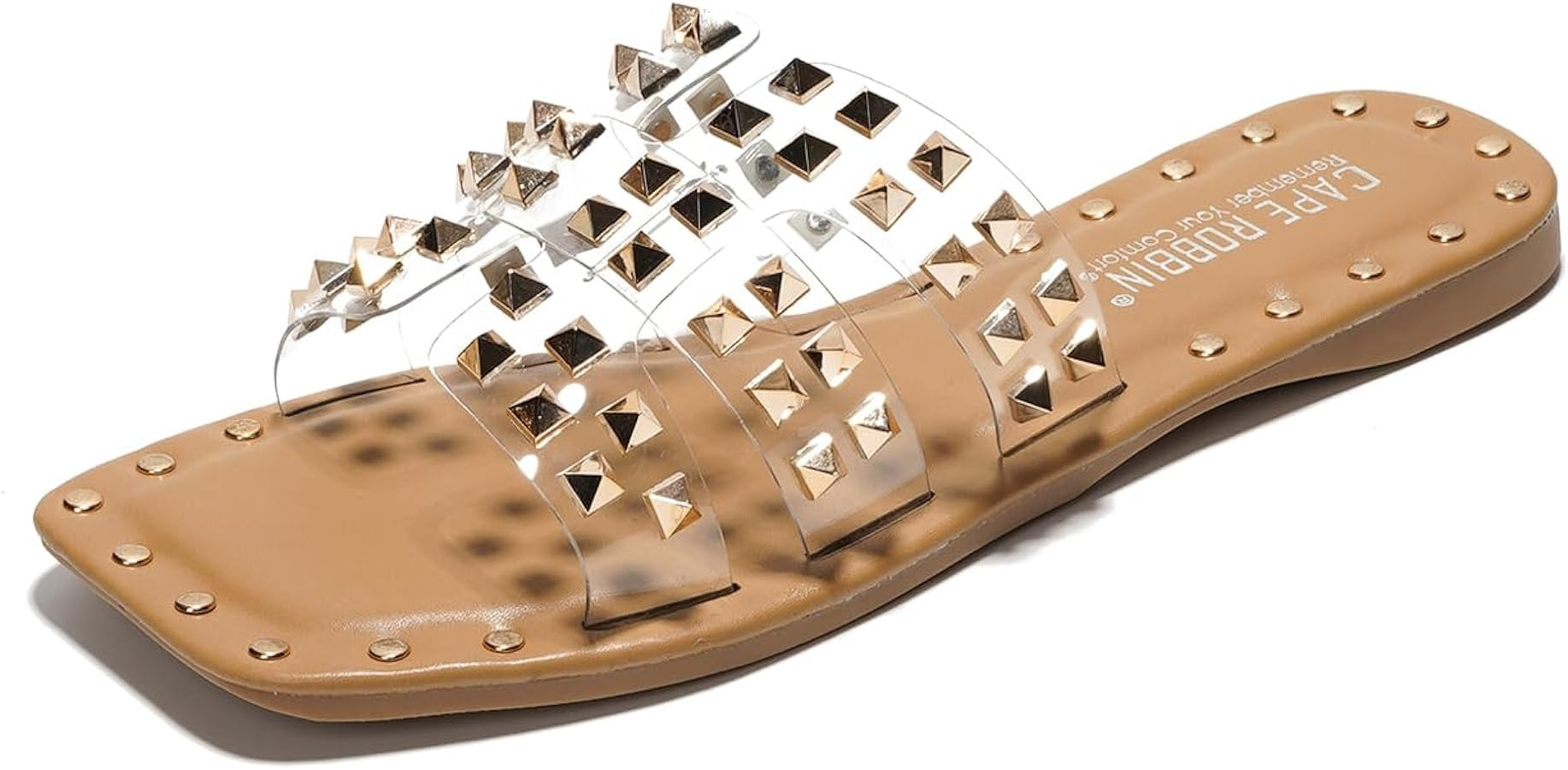 Cape Robbin Amisha Stylish Slide Sandals for Women - Womens Sandals with Gold Spikes - Studded Op... | Amazon (US)