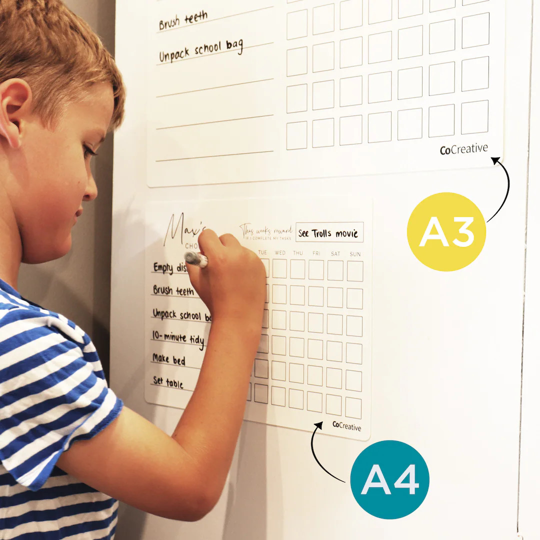 Custom Chore and Reward Chart - A4 Size REMOVABLE Adhesive Whiteboard Kids Chore Planner - Family... | Etsy (US)