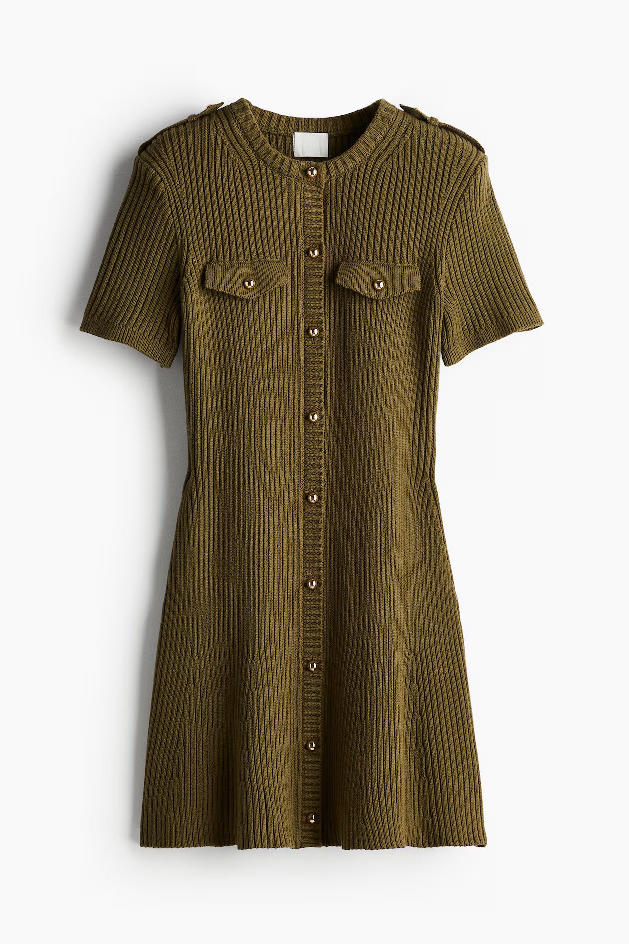 Durchgeknöpftes Kleid in Rippstrick | H&M (DE, AT, CH, NL, FI)