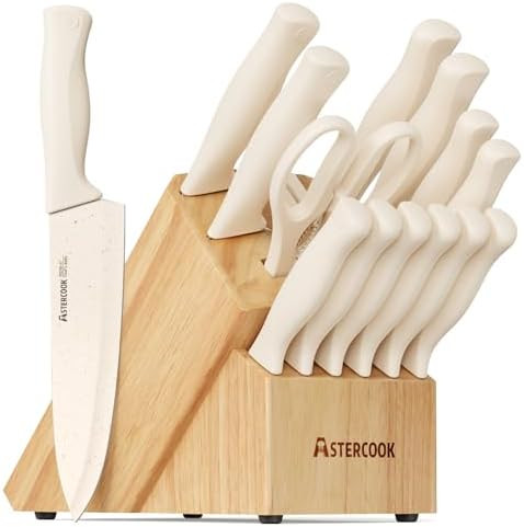 Astercook Knife Set, 15 Pieces Kitchen Knife Set with Sharpener Block, German Stainless Steel Kni... | Amazon (US)