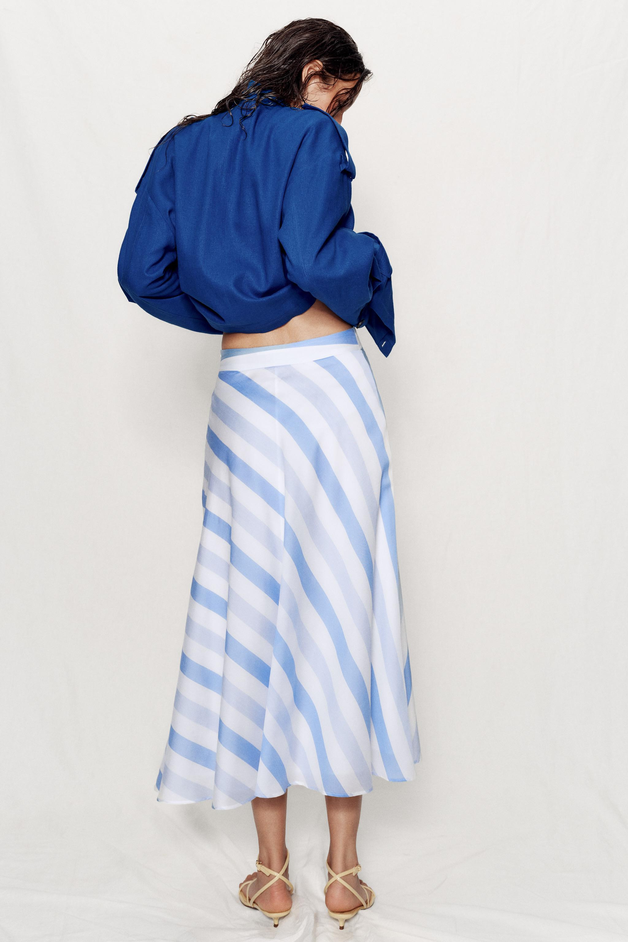 STRIPED MIDI SKIRT | Zara US