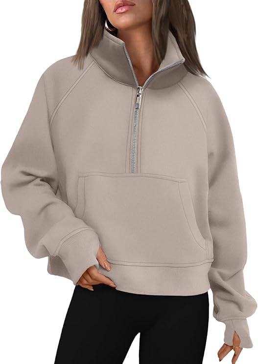 AUTOMET Womens Sweatshirts Half Zip Cropped Pullover Fleece Quarter Zipper Hoodies 2025 Fall Fash... | Amazon (US)
