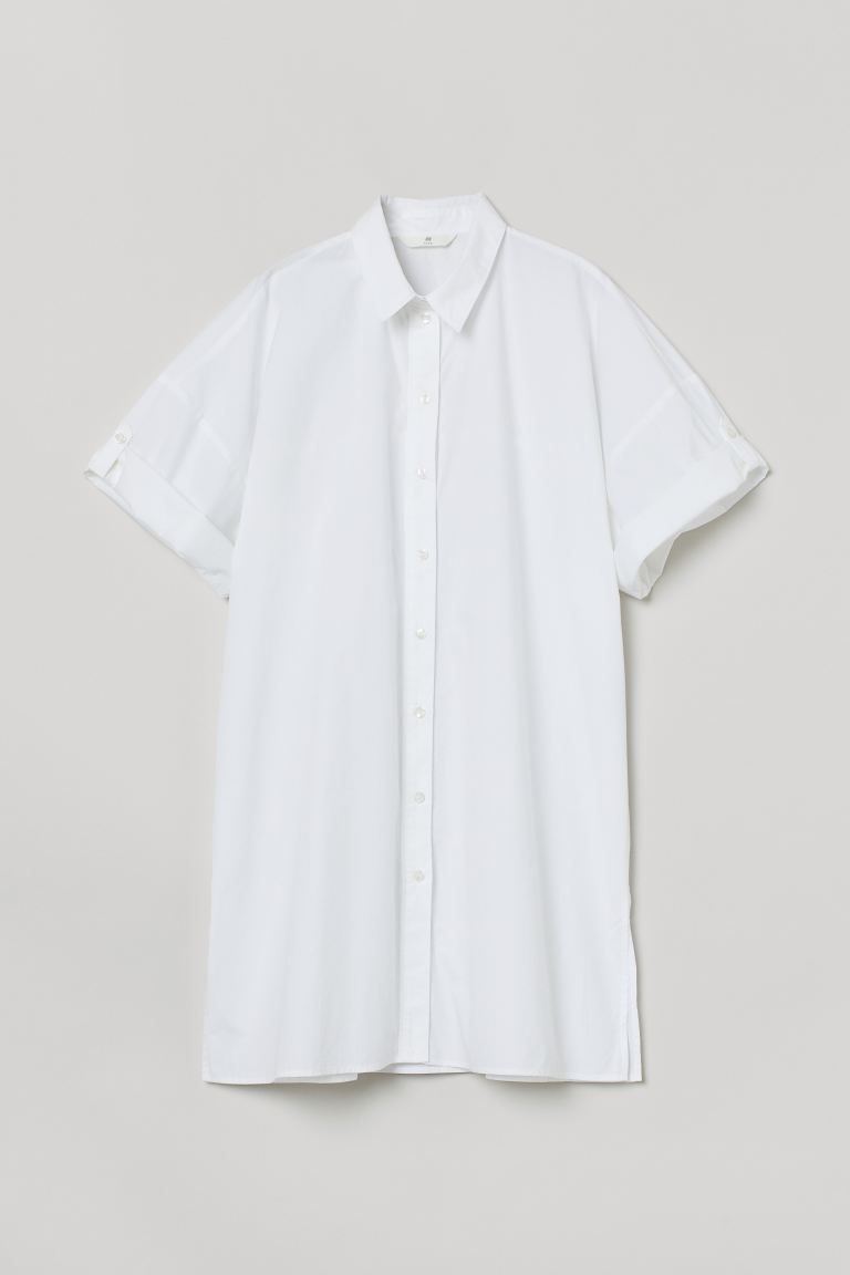 Long Cotton Poplin Shirt | H&M (US)