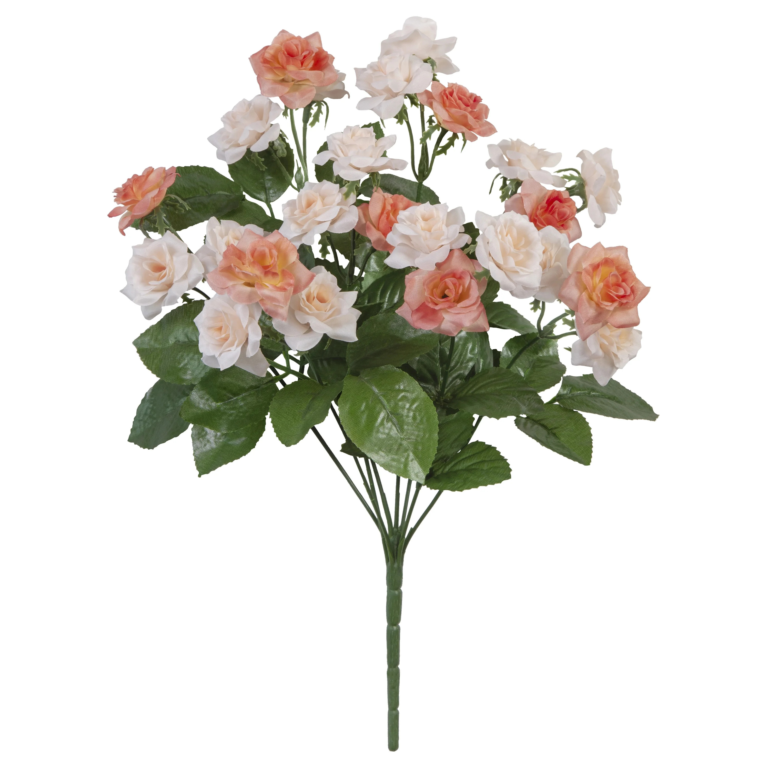 16" Artificial Silk Peach Pink Multi Heads Mini Rose Mixed Bush, by Mainstays - Walmart.com | Walmart (US)