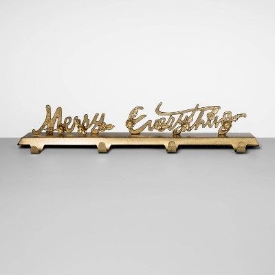 24" x 4.6" Merry Everything Brass Stocking Holder Gold - Opalhouse™ | Target