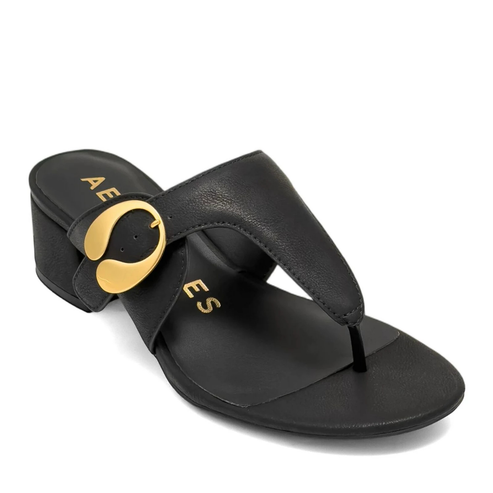 Aerosoles Cloude Women's T-Strap Block Heel Sandals, Size: 6 Medium, Black | Kohl's