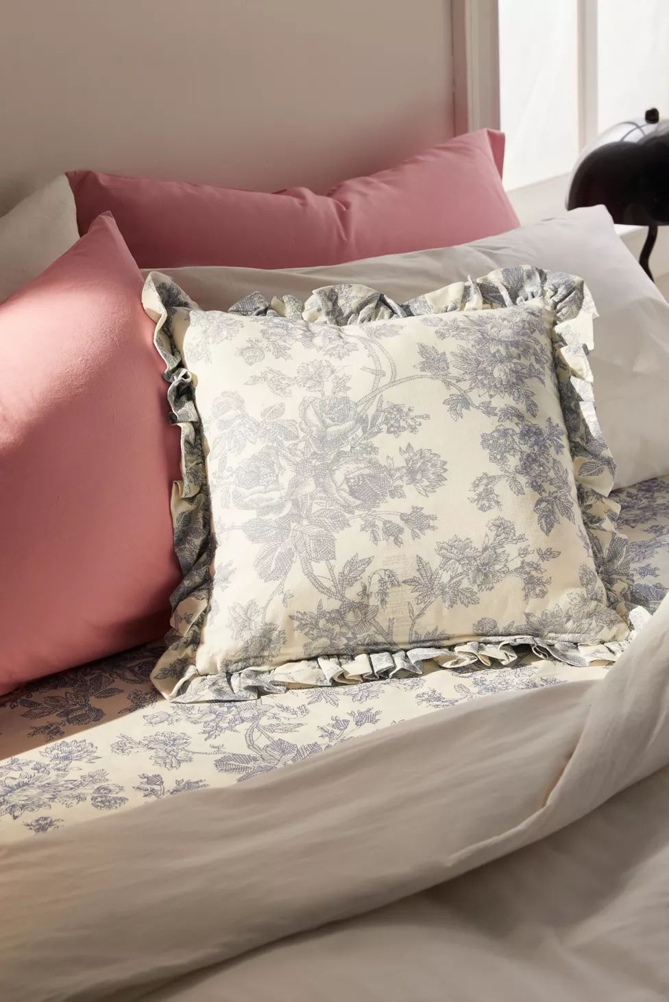 Toile Ruffle Throw Pillow | Urban Outfitters (US and RoW)