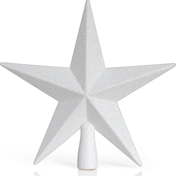 Ornativity Glitter Star Tree Topper - Christmas Decorative Holiday Bethlehem Star Ornament (White... | Amazon (US)