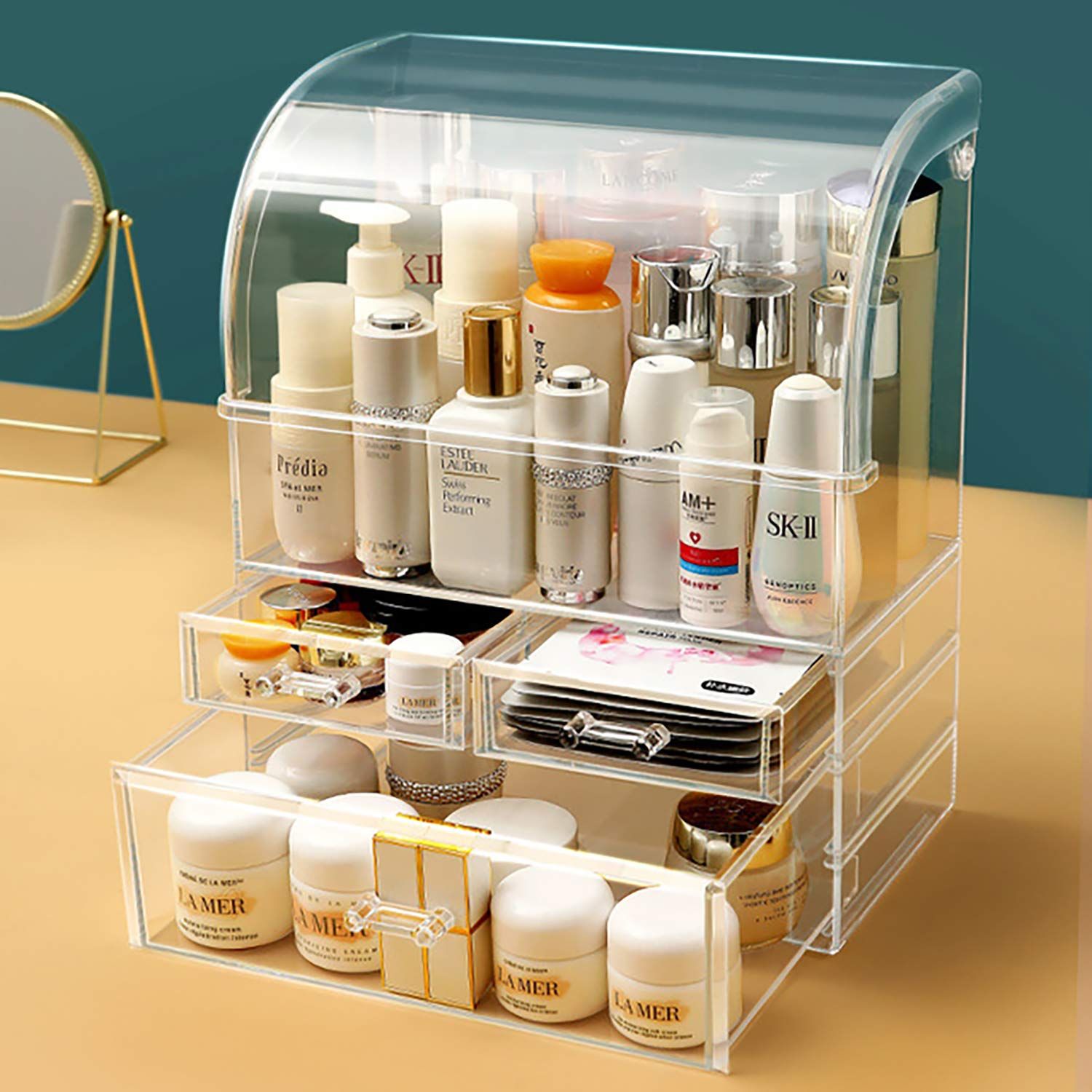 Professional Cosmetic Makeup Organizer by PINNKKU, Anti-Dust Makeup Organizer Box with 3 Layers a... | Amazon (US)