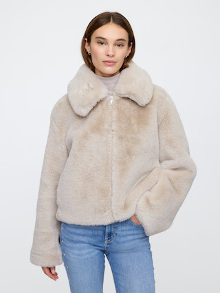 100% Recycled Relaxed Faux-Fur Jacket | Gap Factory