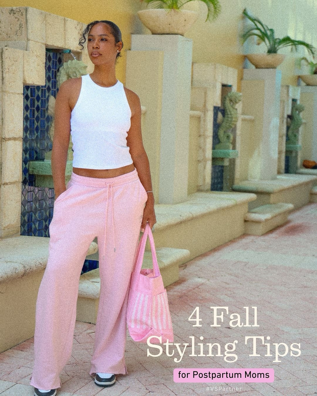 #VSPartner Postpartum style is its own season. It’s not about “bouncing back” or forcing yourself into old clothes — it’s about finding pieces that feel good for the body you’re in right now. 
My 4 fall styling tips for postpartum moms 🍂 
1. Prioritize comfort + fit. Soft fabrics, stretchy waistbands, and flowy cuts are your best friend. If it pinches or pulls, it’s not worth it.
2. Keep it simple. Tanks with wide-leg sweats. A button-up over leggings. Outfits that let you move through the day without overthinking.
3. Don’t be afraid to size up. Oversized can be chic and practical. Clothes should work for your body — not the other way around.
4. Never underestimate pockets. Between carrying little ones, snacks, and coffee, pockets are the unsung heroes of mom life. 
I’m wearing the Ivy Fleece Wide-Leg Sweatpants + Multi Rib Tank Top from @victoriassecret and @vspink— easy, cozy, and postpartum-friendly. 

🛍️ Shop my look and more VS fall essentials through my link in bio!