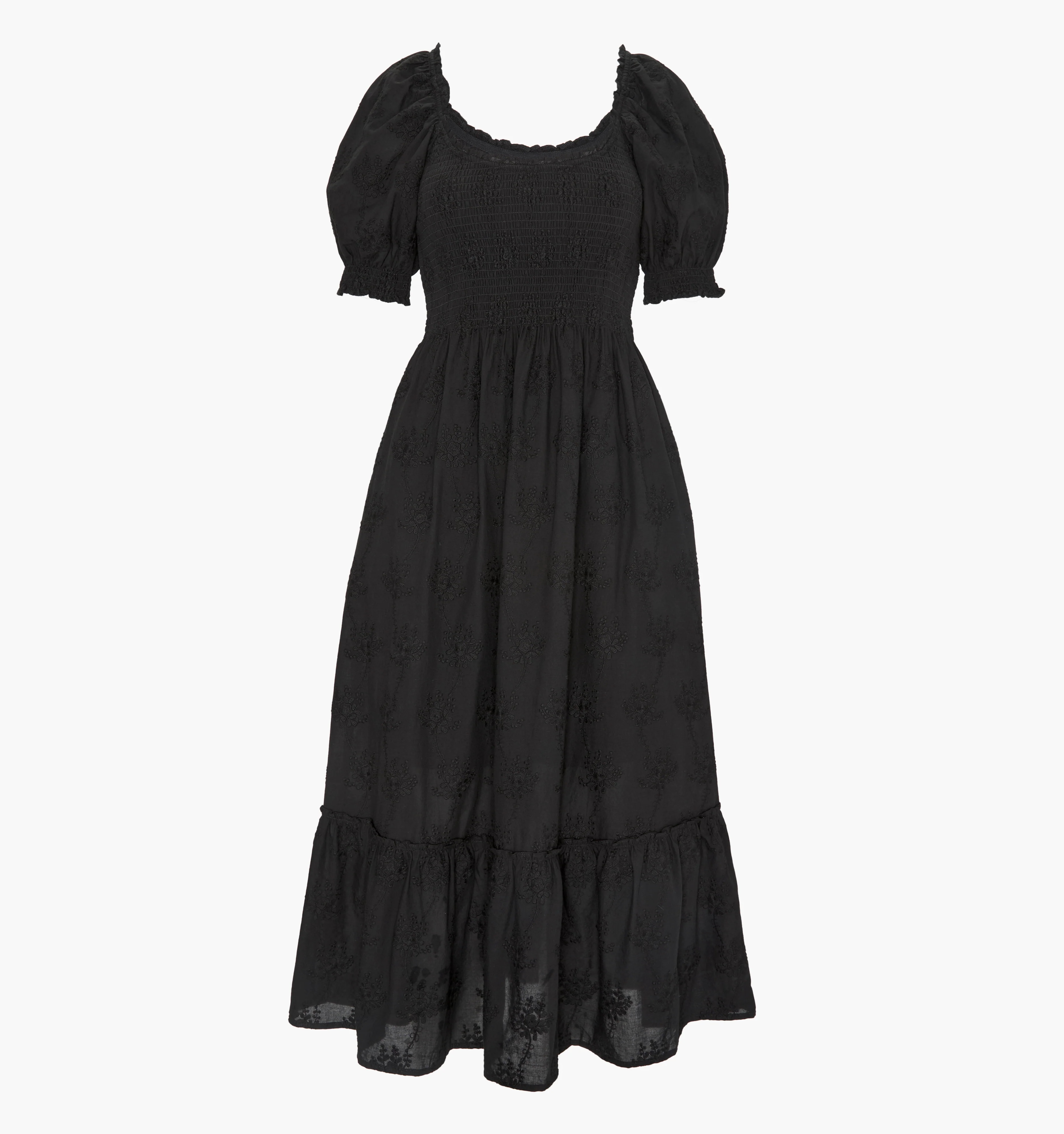 The Louisa Nap Dress | Black Embroidered Bouquet / S | 100% Cotton | Hill House Home | Hill House Home US