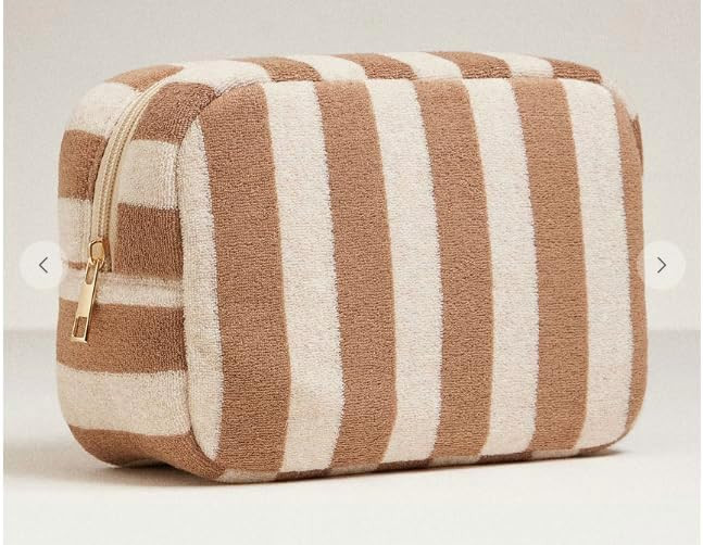 A Dash of Chic Terry Cloth Striped Cabana Cosmetic Bag, Travel Toiletry Pouch, Zipper Closure, 9x... | Amazon (US)