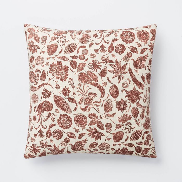 Floral Printed Throw Pillow Rust/Cream - Threshold™ designed with Studio McGee | Target