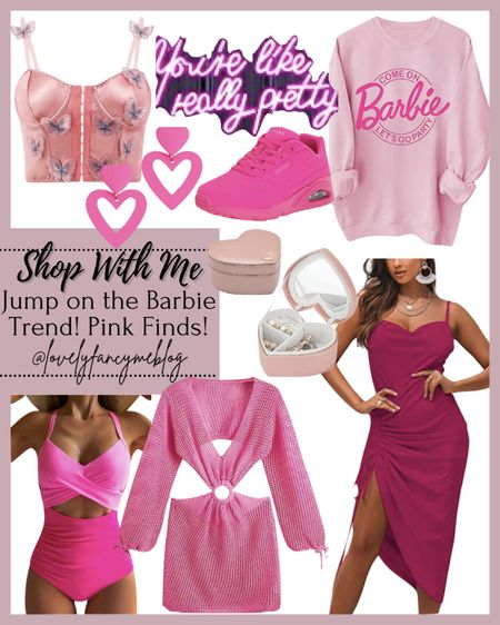 Barbie pink outfit inspo. Barbie sweatshirt, trouser shorts, converse, initial necklace, corset, barbiecore, pink outfits, formal dress, midi dress, beach coverup, swimsuits, pink one piece swimsuit, bikini, jewelry case, jewelry box, heart earrings, neon sign, sweatshirt, amazon fashion finds,
Amazon finds 

Follow my shop @lovelyfancymeblog on the @shop.LTK app to shop this post and get my exclusive app-only content!

#liketkit #LTKunder100 #LTKitbag #LTKshoecrush
@shop.ltk

#LTKunder100 #LTKshoecrush #LTKswim
