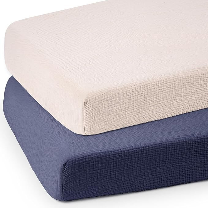 lulumoon Baby Muslin Crib Sheets - Toddler Cotton Fitted Crib Sheets Neutral for Boys and Girls 2... | Amazon (US)