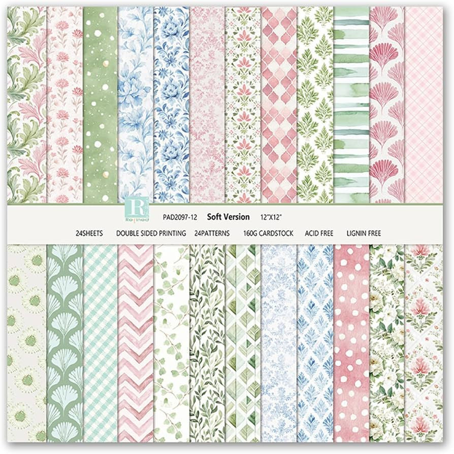 Scrapbook Paper Boho Patterned Paper for Scrapbooking, Double Sided Floral Decorative Craft Paper... | Amazon (US)