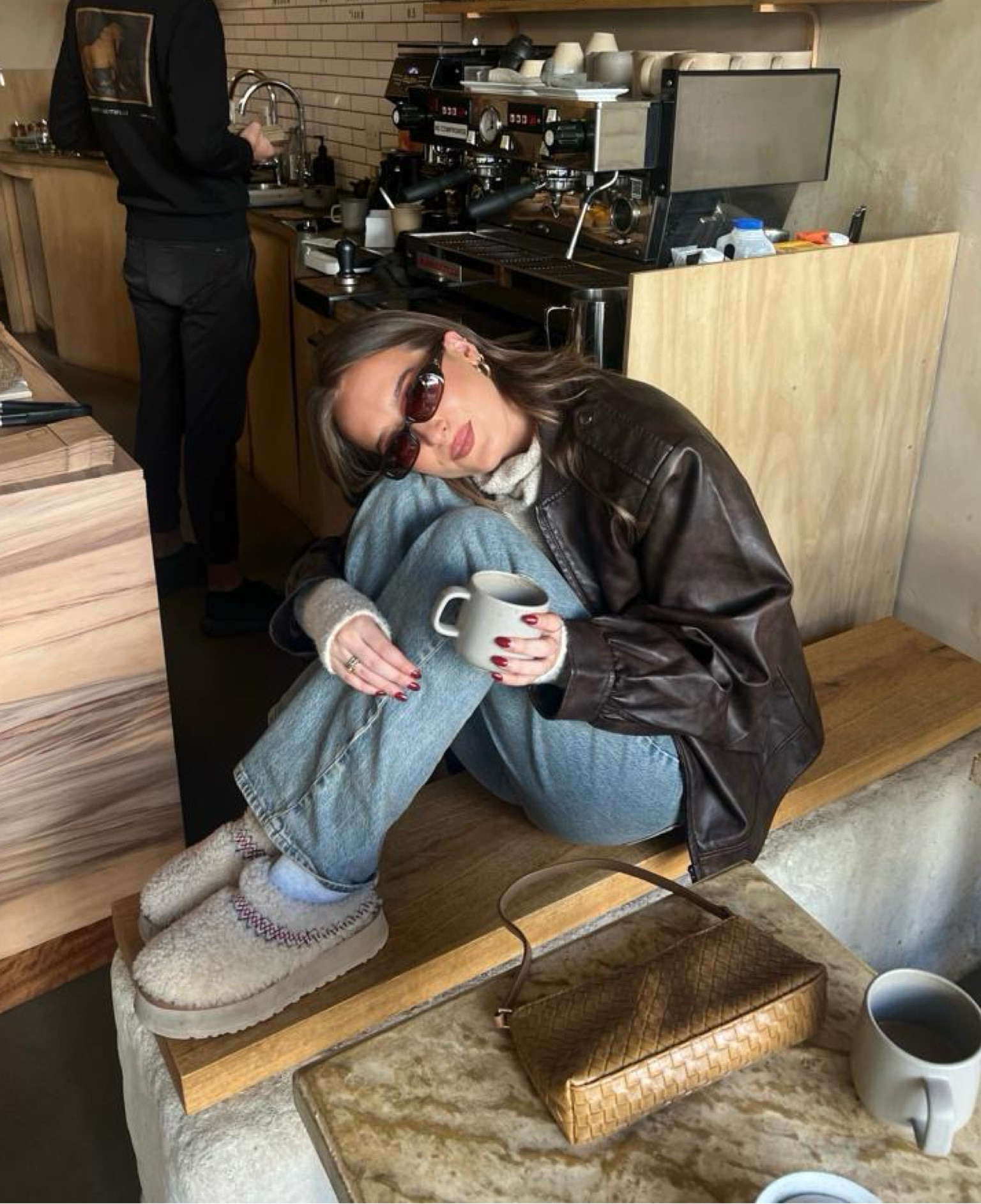 Na-kd, Asos, Ugg, Selfridges, Chimi, Luisa via roma, transitional style, transitional outfit, autumn outfit, autumn fashion, leather jacket, oversized jacket, leather bomber jacket, wide leg jeans, vintage jeans, Ugg tazz slippers, rectangular sunglasses, autumn outfit ideas, style inspiration 

#LTKeurope #LTKstyletip #LTKSeasonal