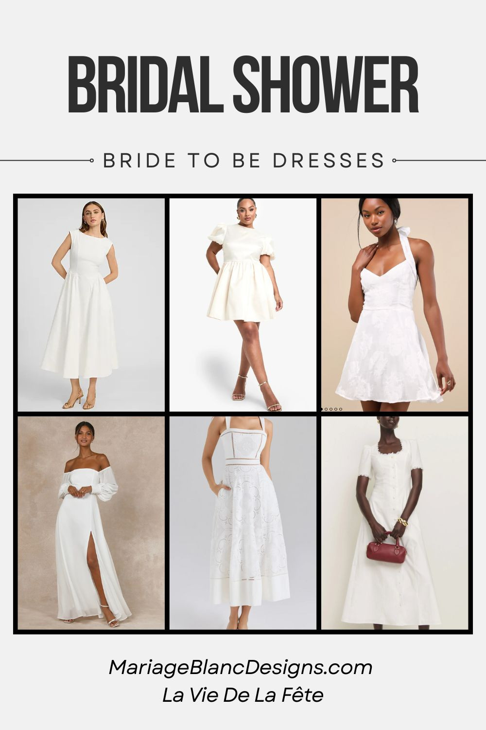🤍 Bridal Shower Dresses for the Bride-To-Be 🤍

If you're the bride and your shower is coming up, this is your moment to shine—and these all-white beauties were made to match the main character energy.

Whether you're going for classic, flirty, or modern elegance, I’ve curated a dreamy round-up of bridal shower dresses perfect for the occasion.

💍 Tap the image to shop:
- Romantic puff sleeves + sweet tie-back minis
- Eyelet midi dresses + breezy cotton classics
- Elegant off-the-shoulder silhouettes + bow-back details
- Timeless styles that transition from shower to brunch to rehearsal

✨ These picks are feminine, flattering, and so easy to accessorize with pearls, minimal heels, or a bold statement bag.

#BrideStyle #BridalShowerDresses #BrideToBe #WhiteDressEdit #WeddingWardrobe #LaVieDeLaFête #MariageBlancDesigns #LTKbride #MainCharacterEnergy  

 #LTKFindsUnder100 #LTKBeauty #LTKWedding