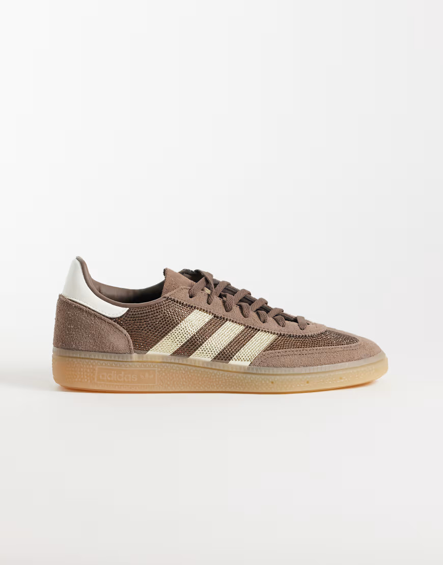 adidas Originals Handball Spezial rhinestone trainers in brown and white | ASOS (Global)