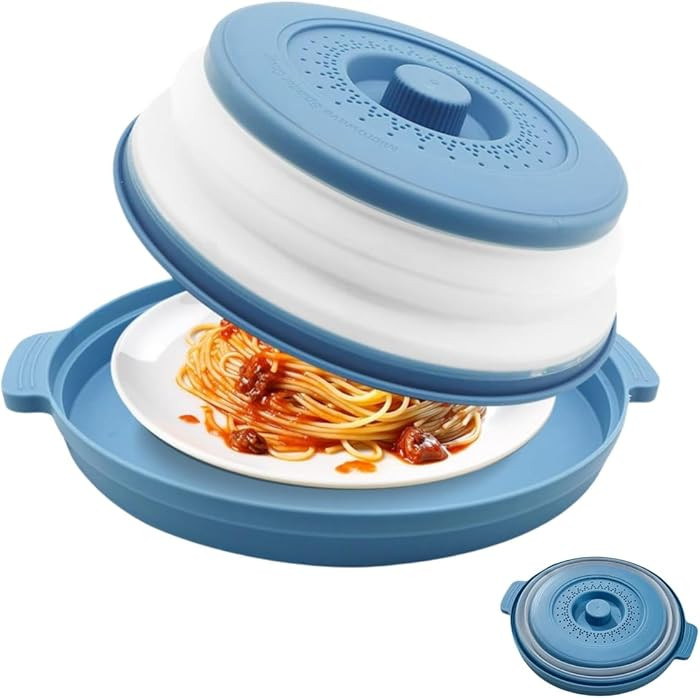 Microwave oven plate cover, 2-in-1 foldable and ventilated silicone splash guard with tray, plast... | Amazon (CA)