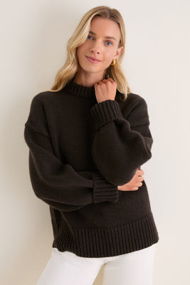 Espresso Genevieve Cashmere Wool Blend Crewneck Sweater | Tuckernuck (US)