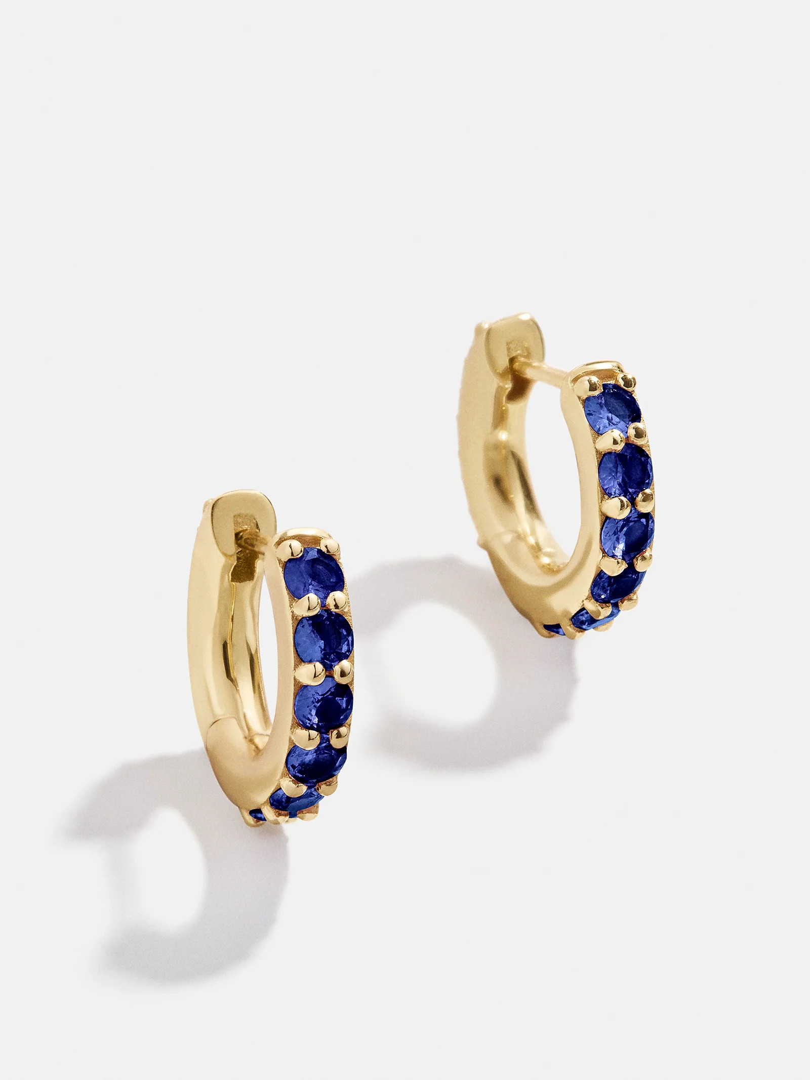 18K Gold Birthstone Huggie Earrings - Sapphire | BaubleBar