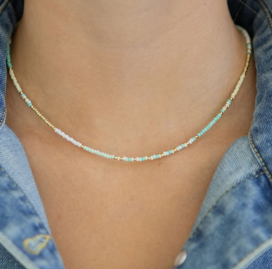 Bermuda Waters Tiny Beaded Necklace | Erin McDermott Jewelry