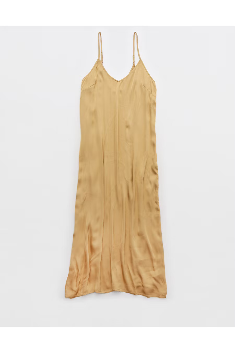 Aerie Satin Midi Slip Dress Women's Light Brown S | American Eagle Outfitters (US & CA)