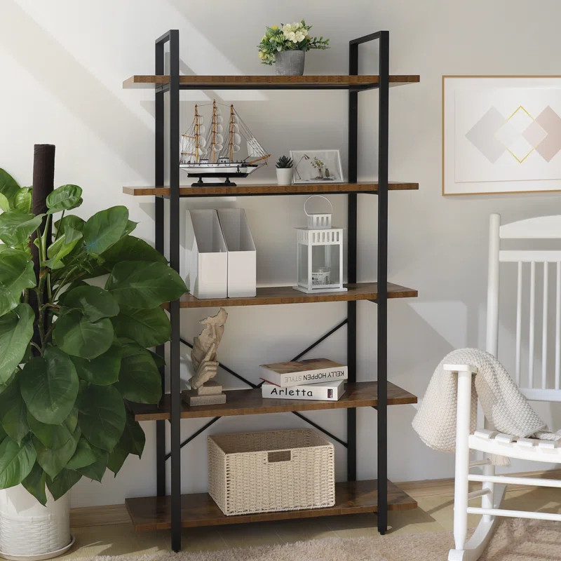 Carranza 70'' H x 39.4'' W Steel Etagere Bookcase | Wayfair North America