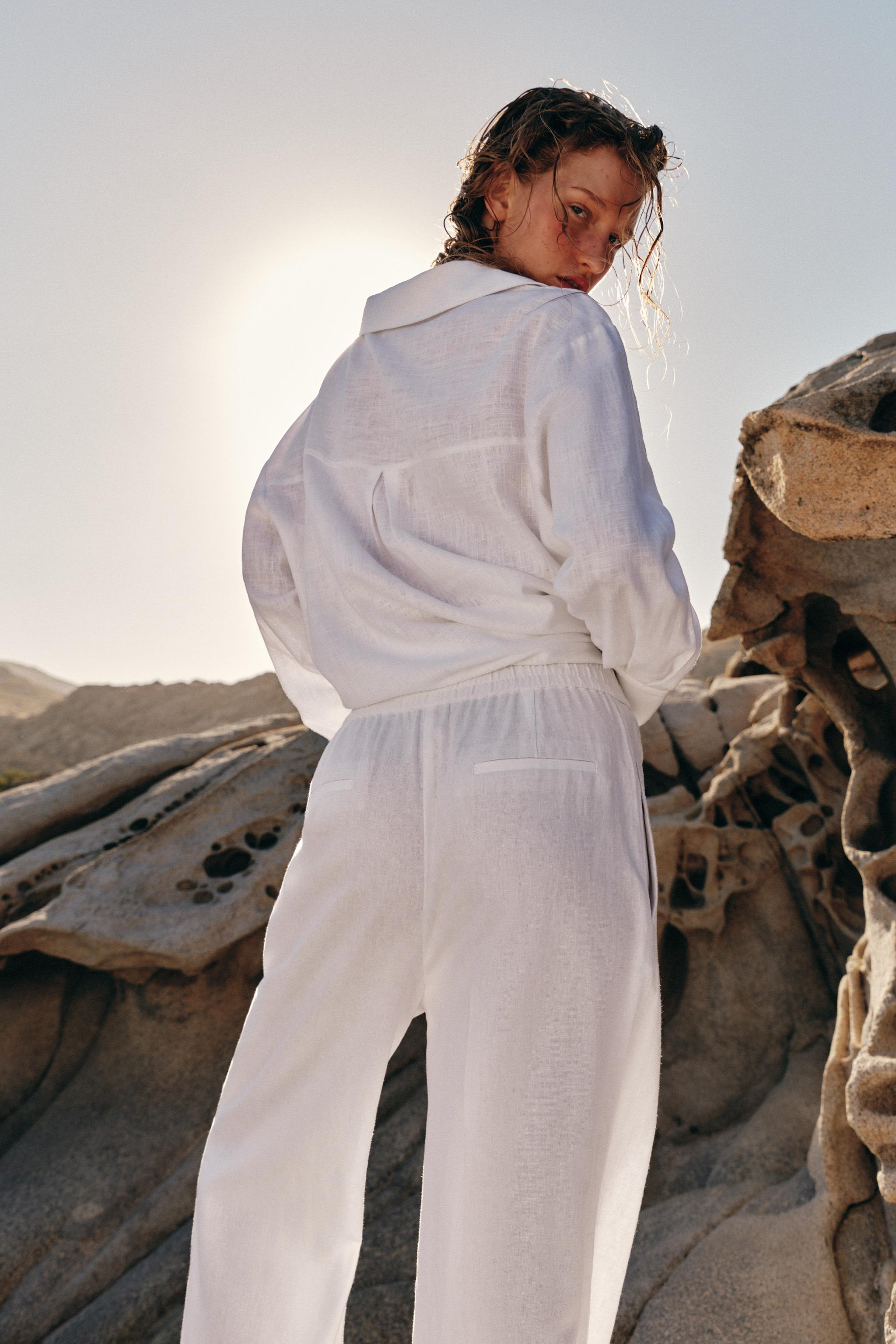STRAIGHT TROUSERS WITH LINEN | Zara UK